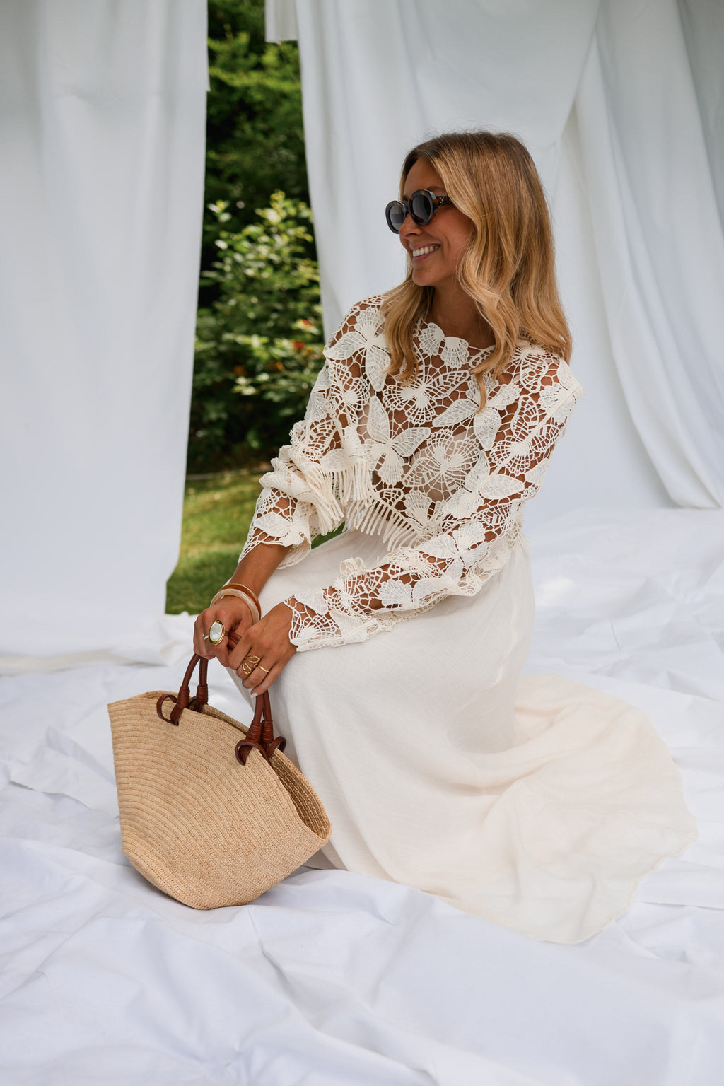 Blouse Butterfly - écrue en crochet