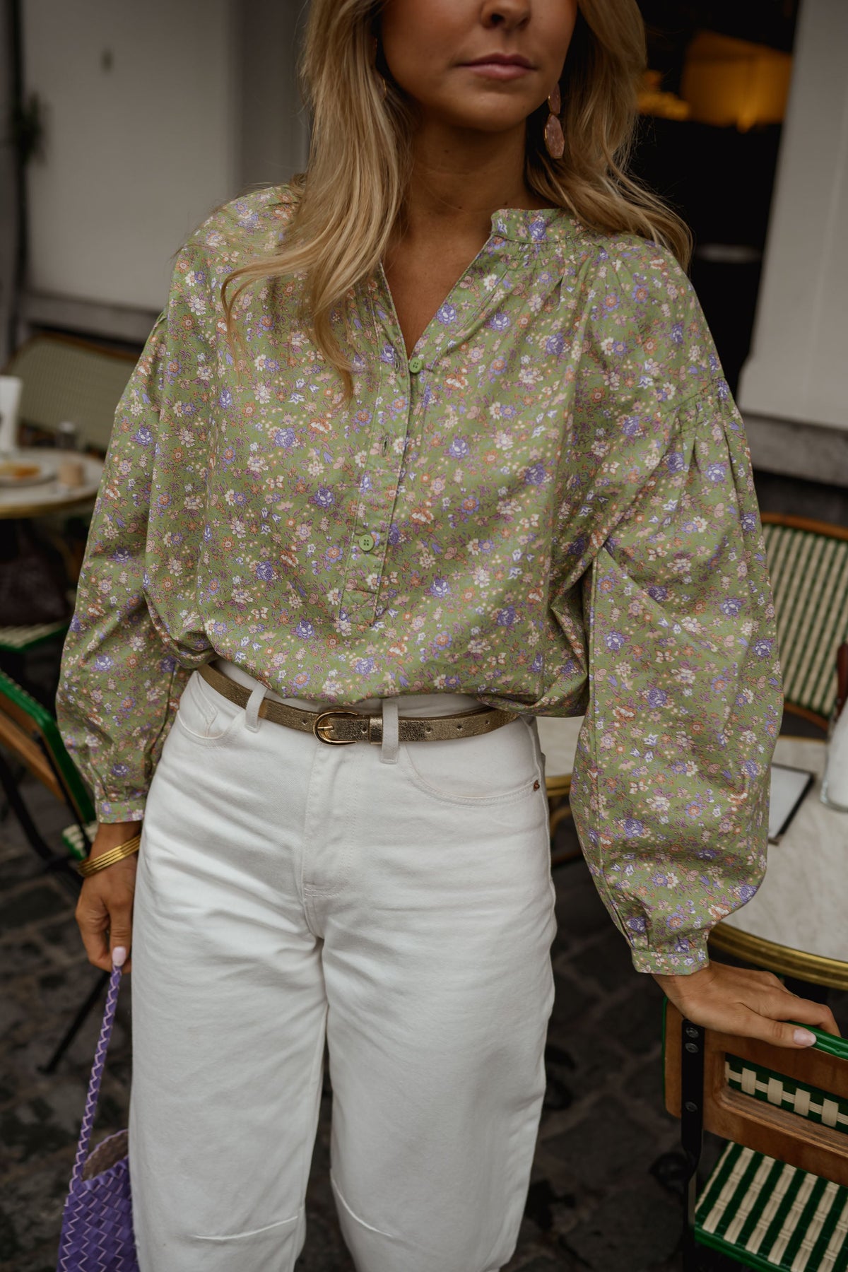 Blouse Cadence - verte à fleurs