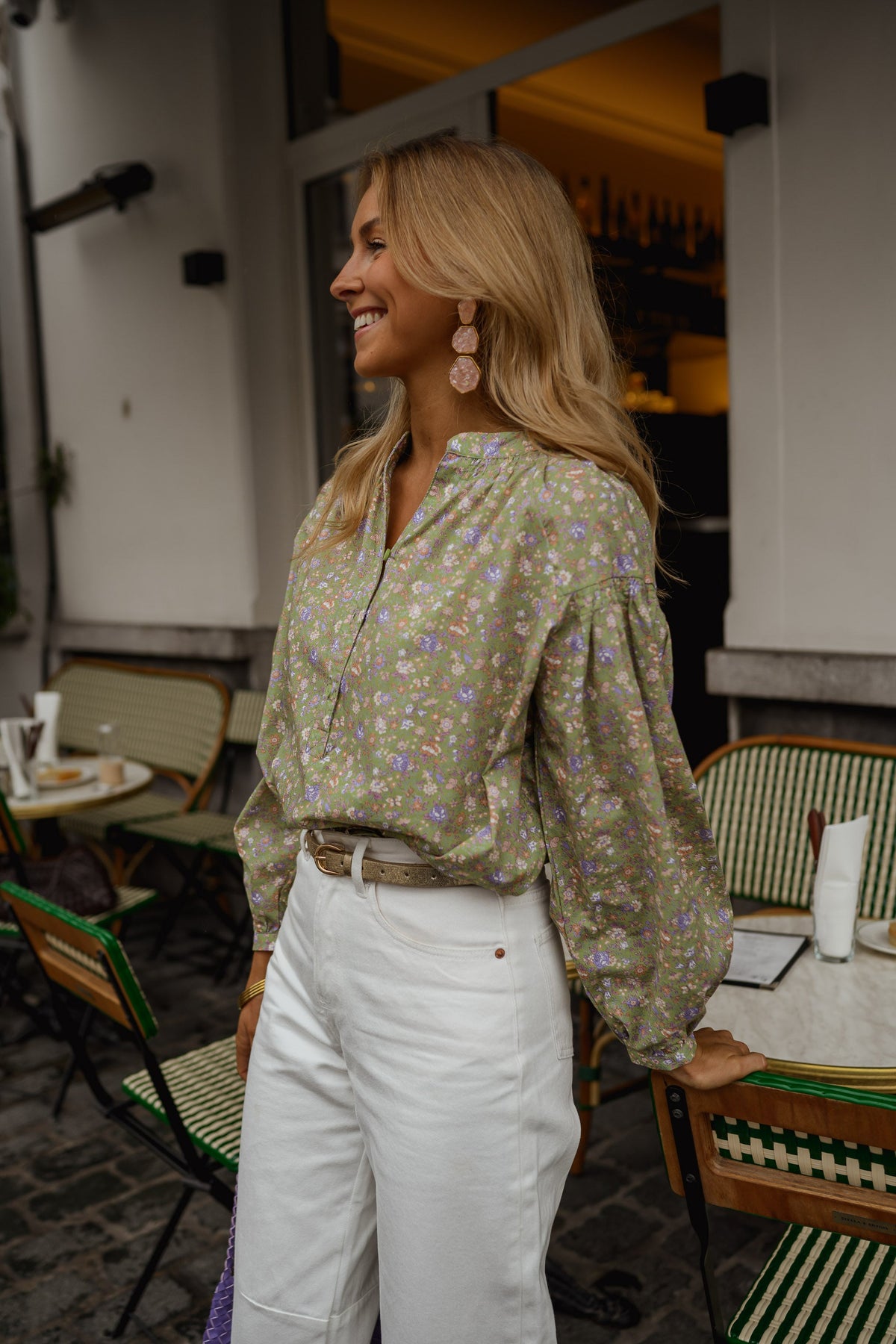 Blouse Cadence - verte à fleurs