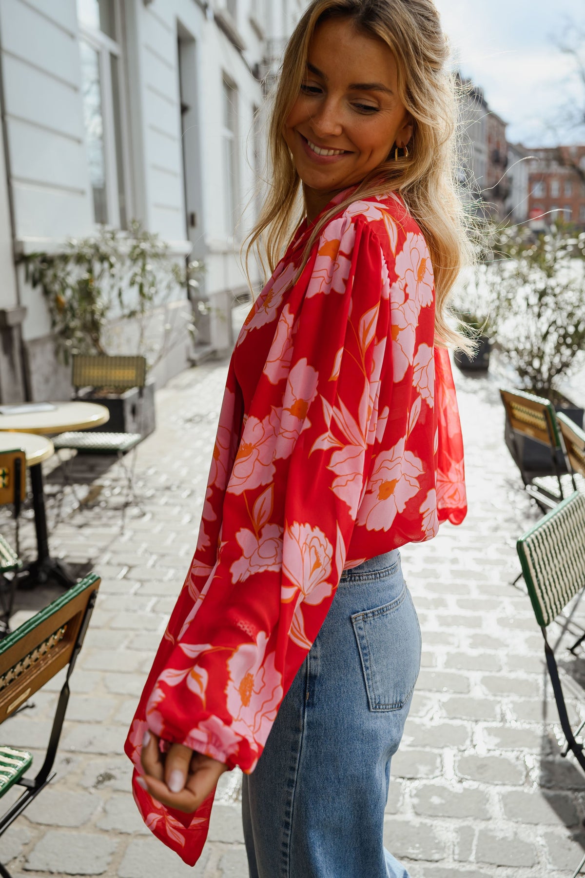 Blouse Georgina - rouge à motifs