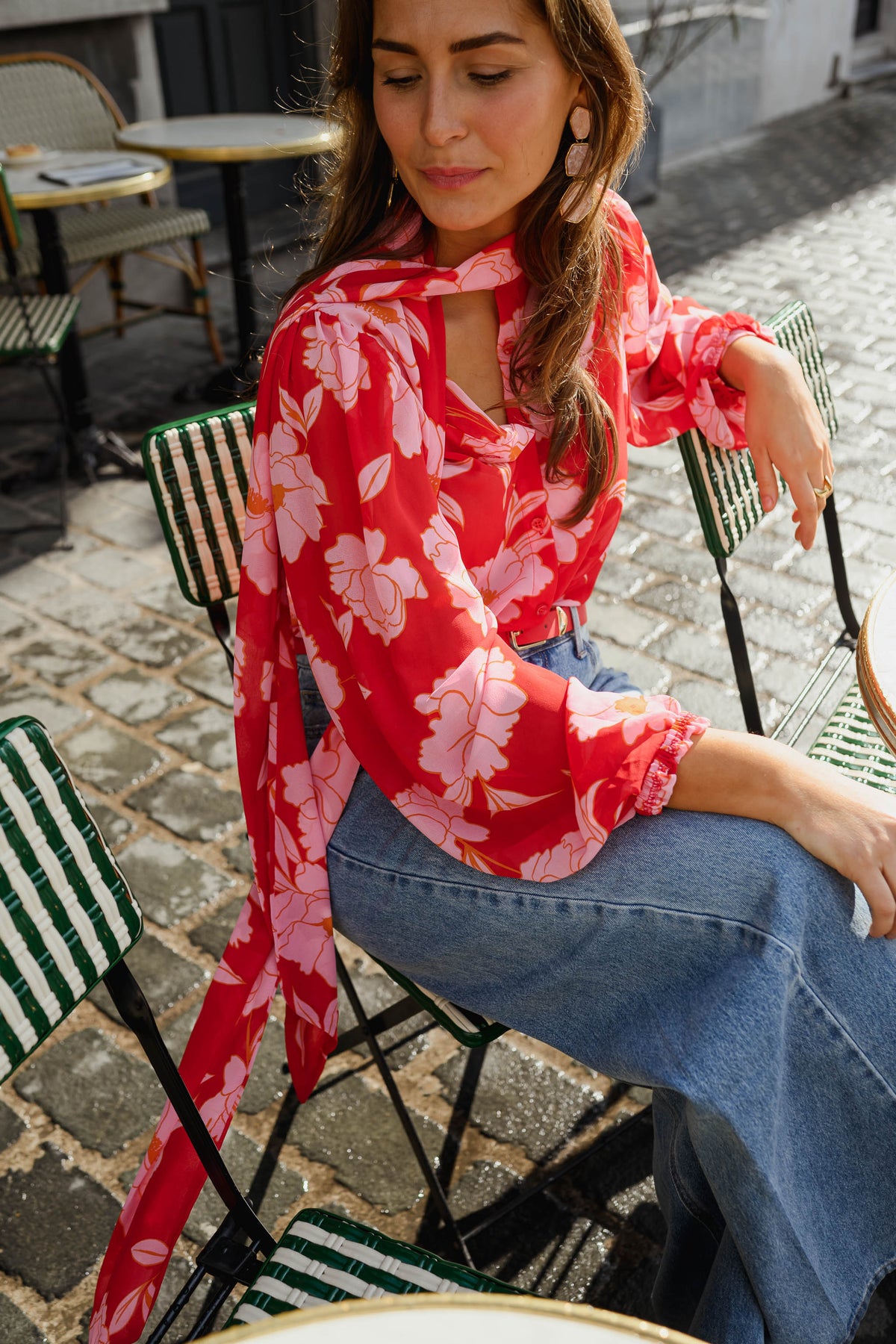 Blouse Georgina - rouge à motifs
