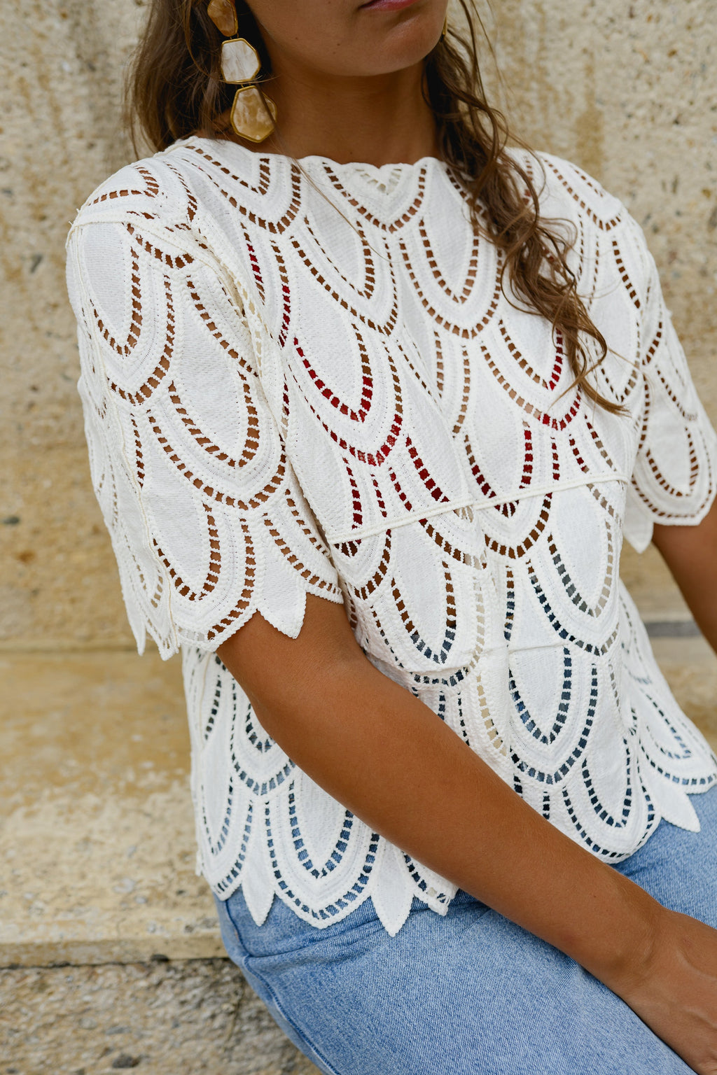 Blouse Marthe - écrue en crochet