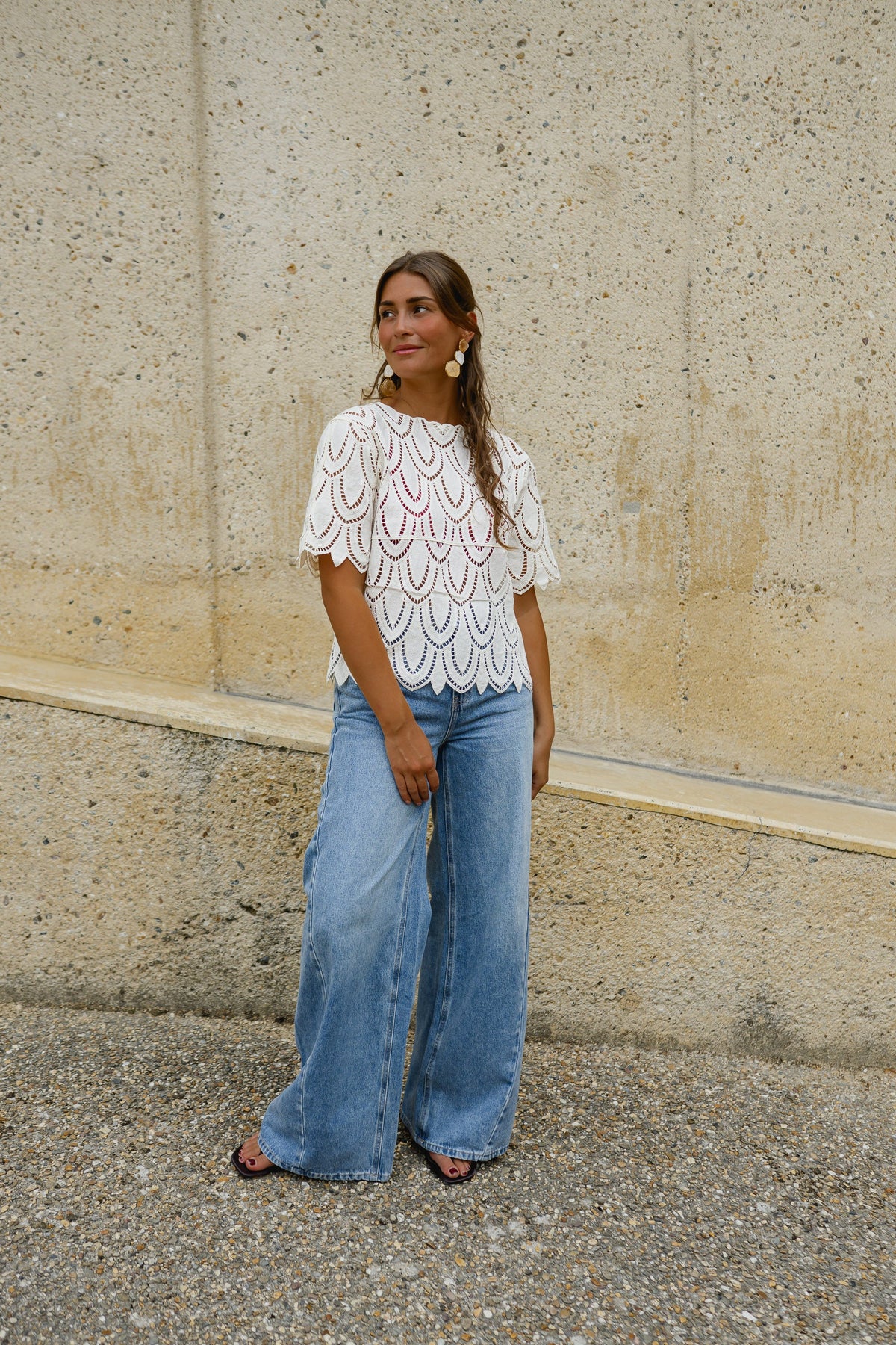 Blouse Marthe - écrue en crochet
