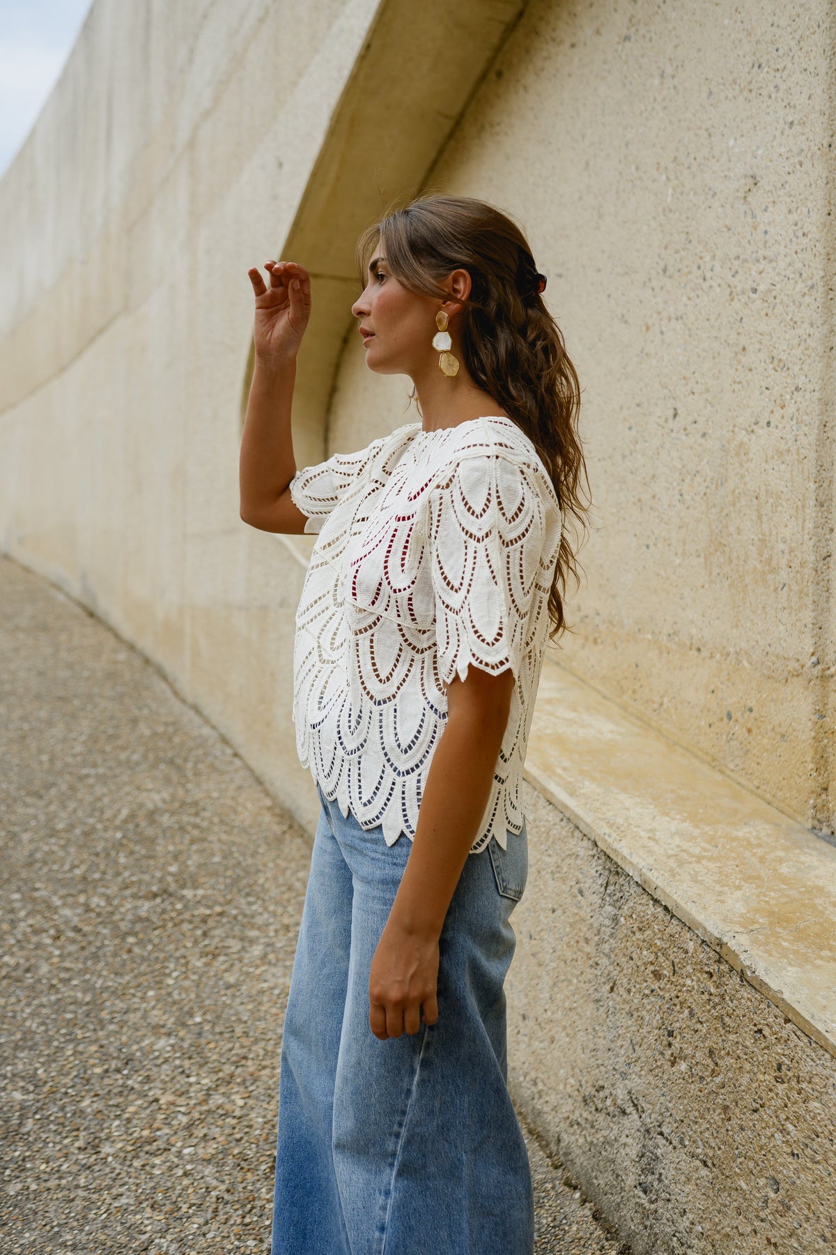 Blouse Marthe - écrue en crochet