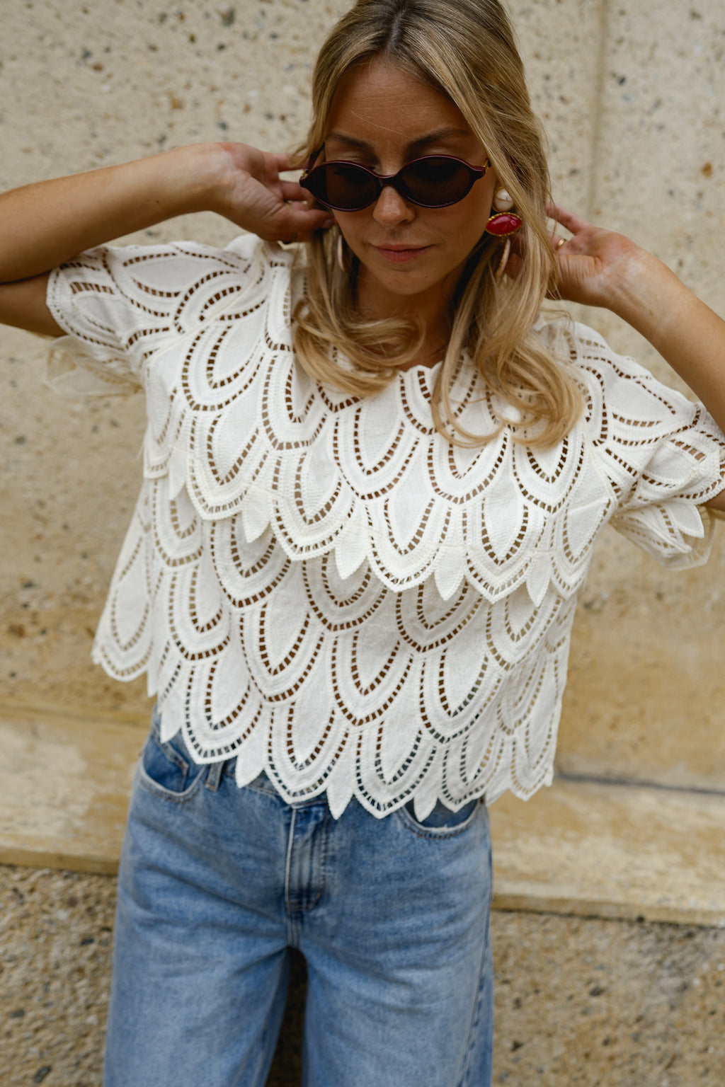 Blouse Marthe - écrue en crochet
