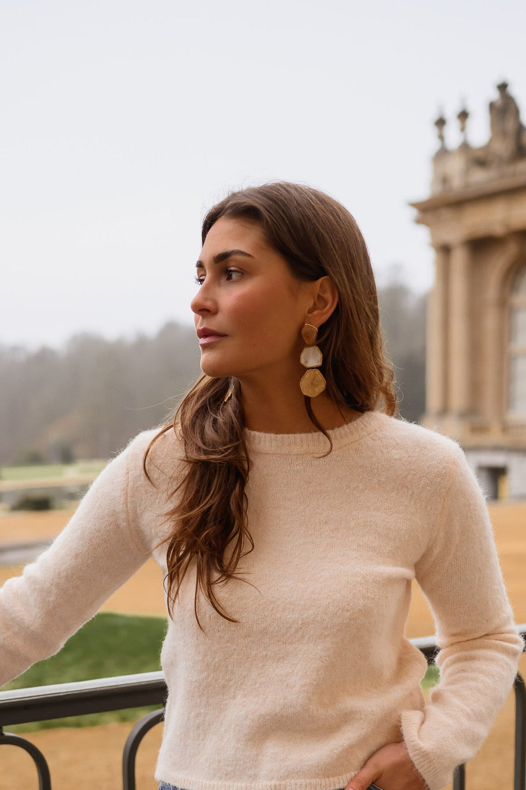 Boucles d'oreilles Palo - dorées et beige