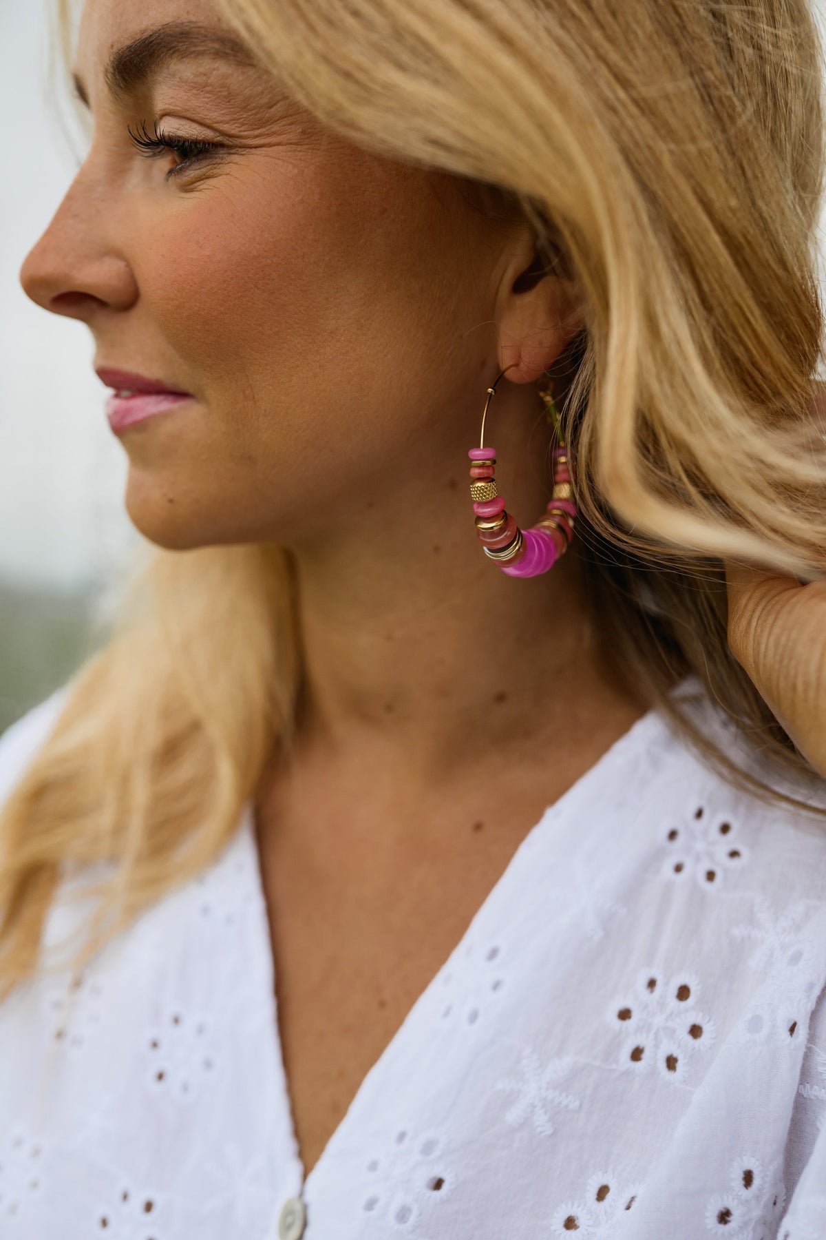 Boucles d'oreilles Ringo - roses et dorées