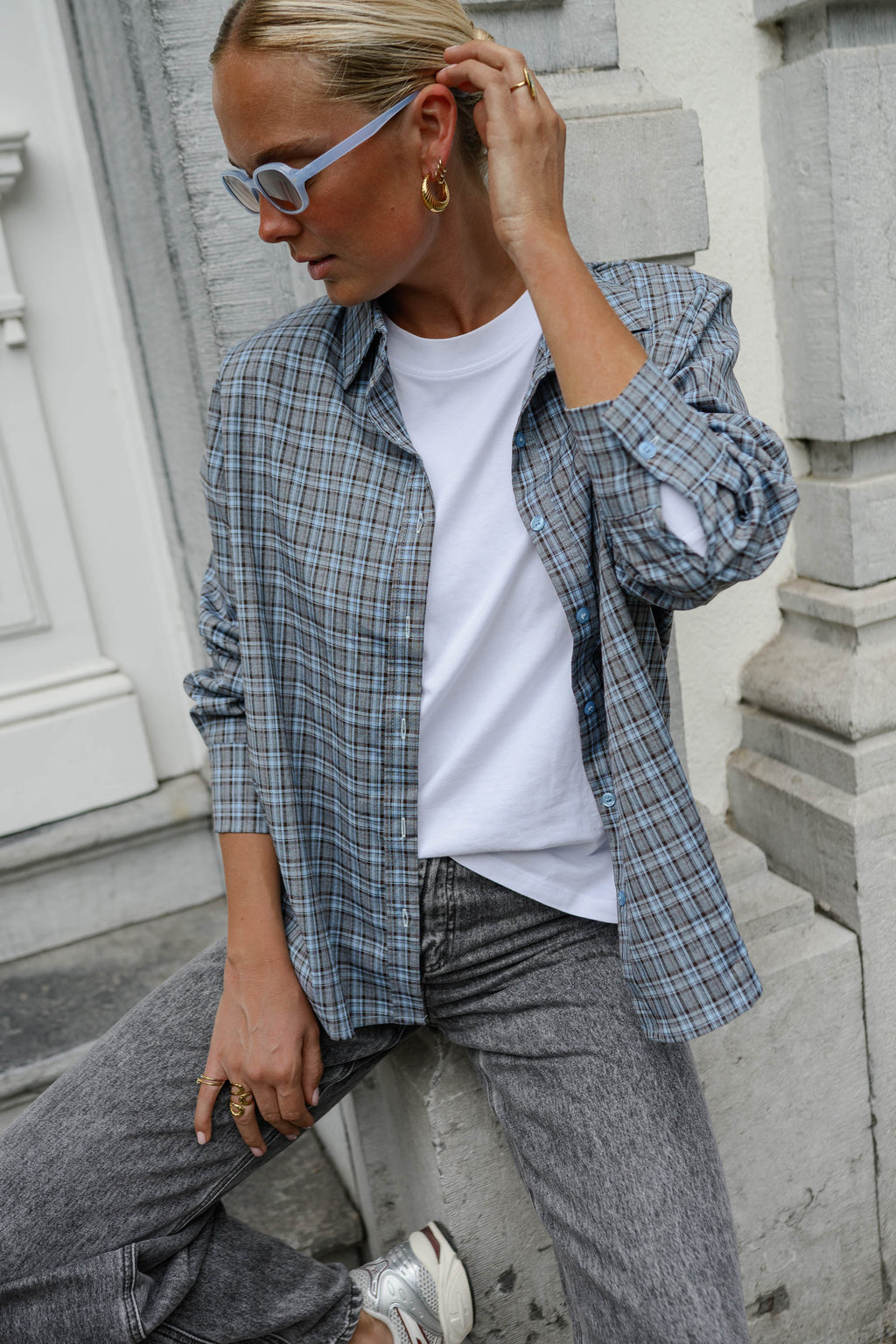 Chemise Mabel - bleue à carreaux