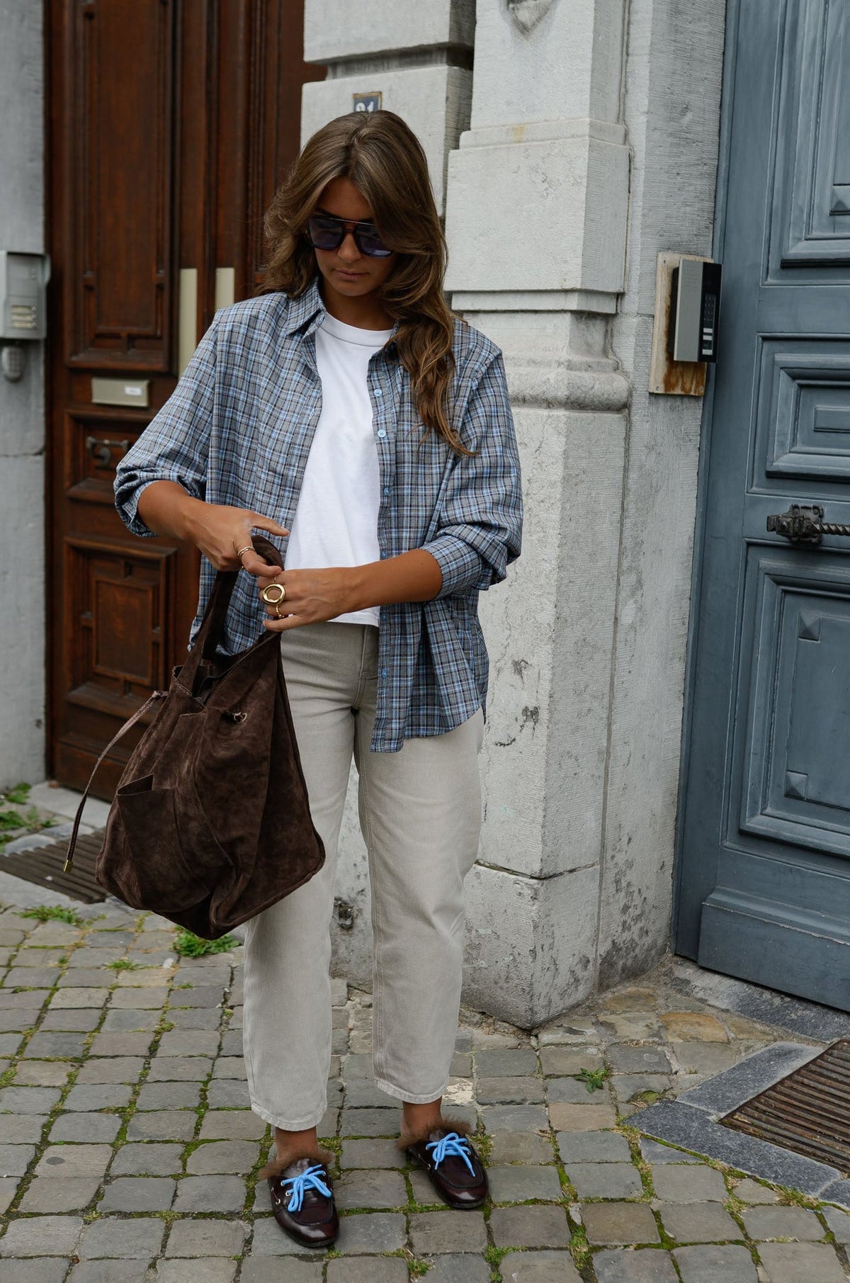 Chemise Mabel - bleue à carreaux