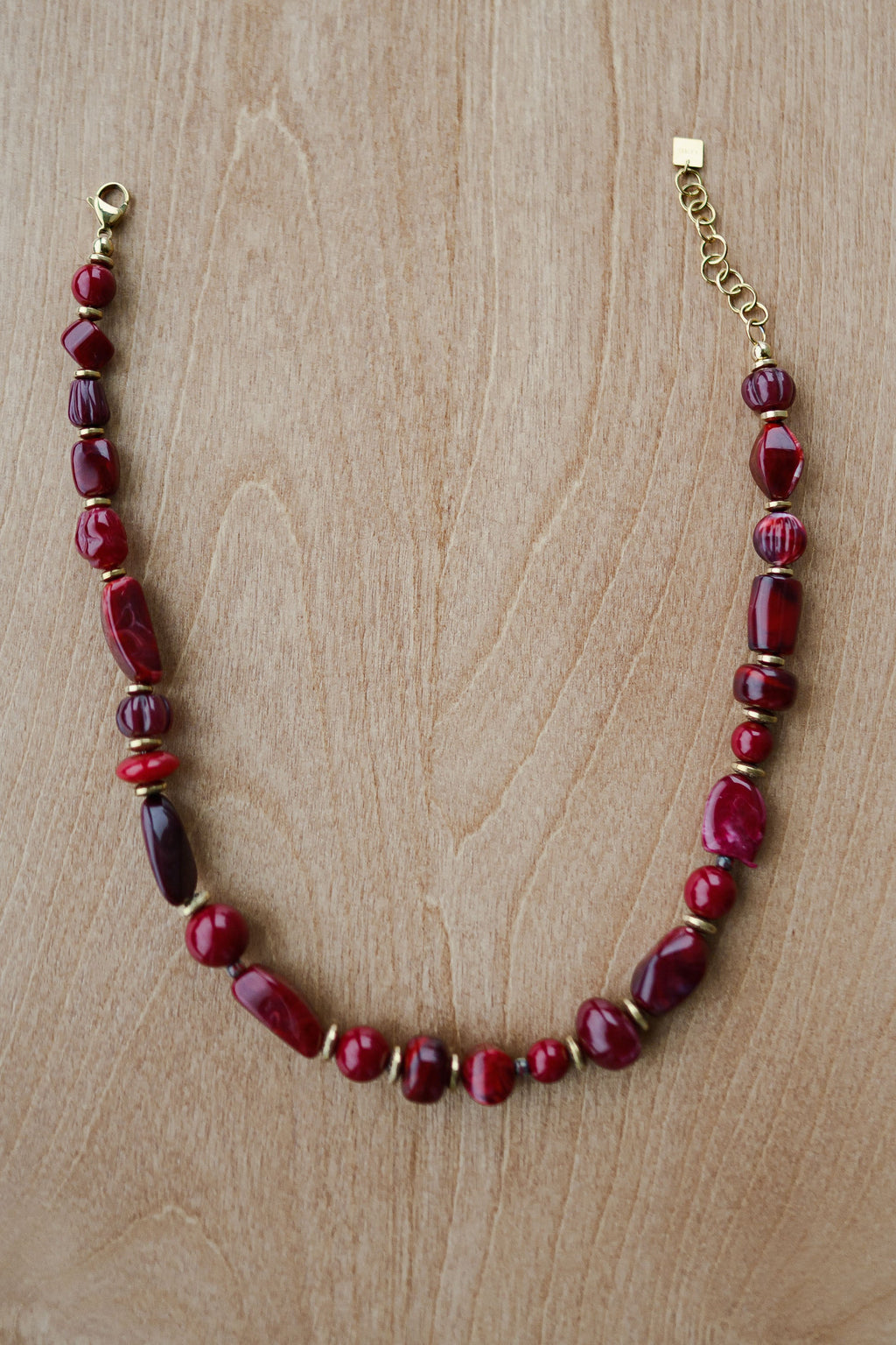Collier Ethel - bordeaux et doré