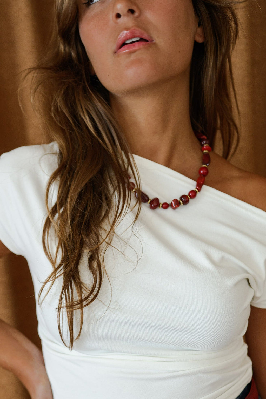 Collier Ethel - bordeaux et doré