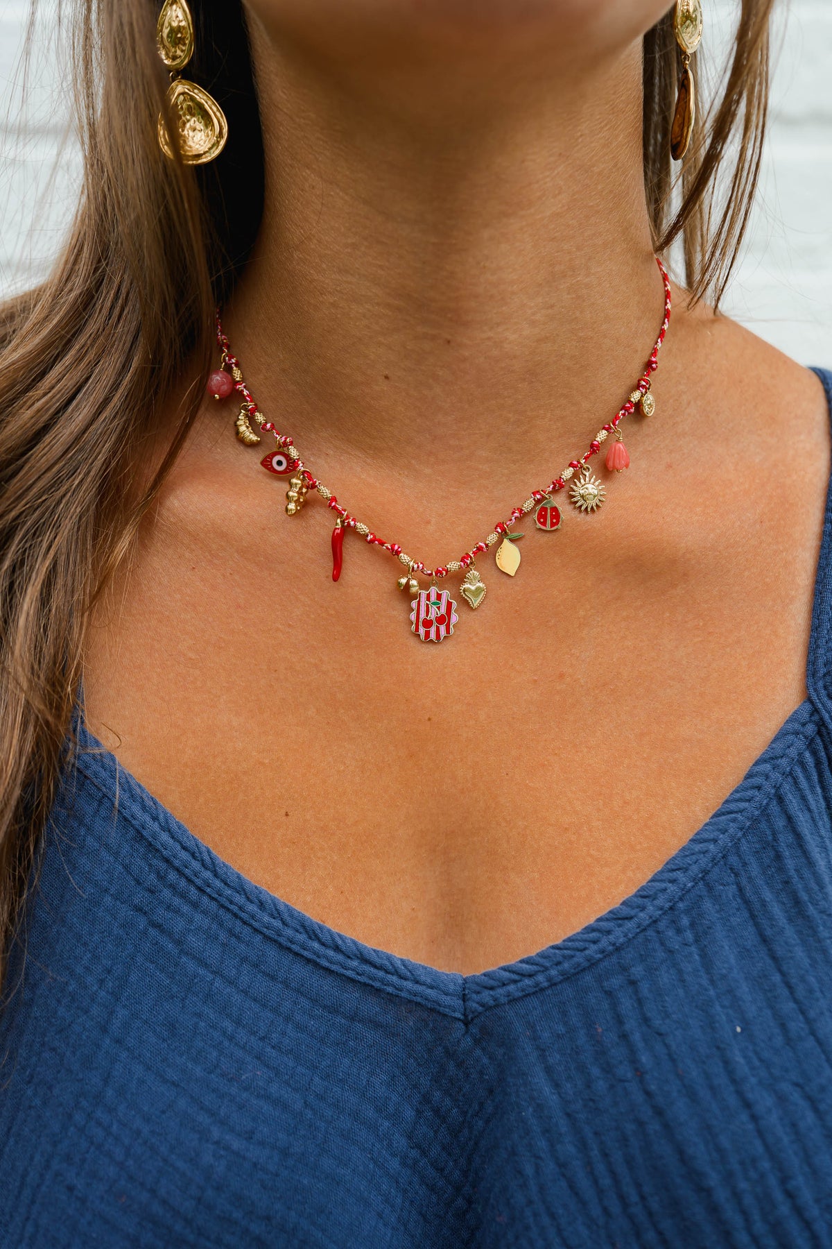 Collier Karly - doré et rouge