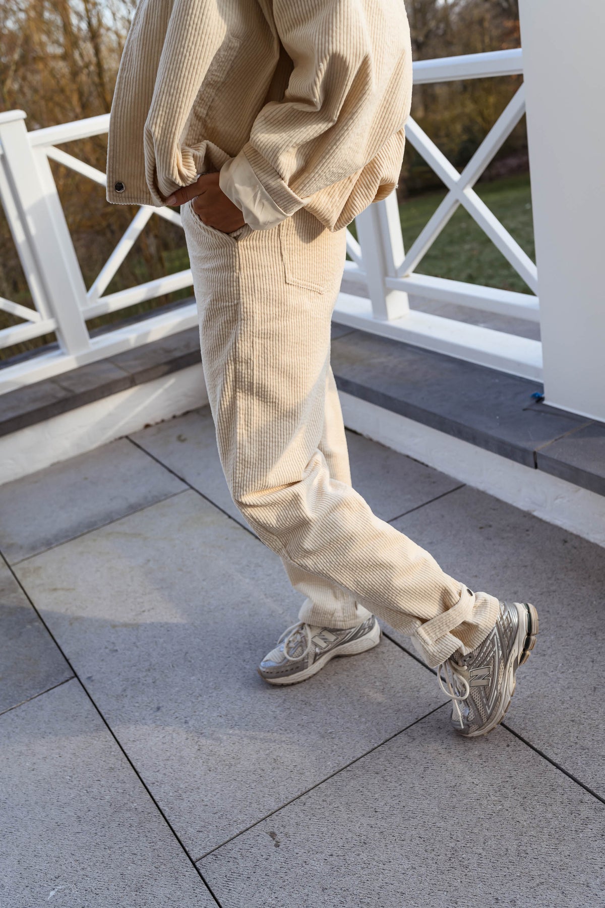 Pantalon Basile - écru en velours