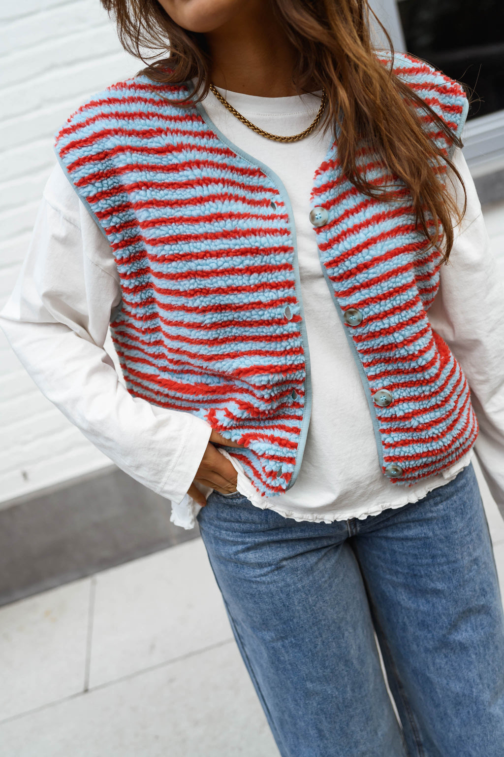 Gilet Taoh - bleu et corail