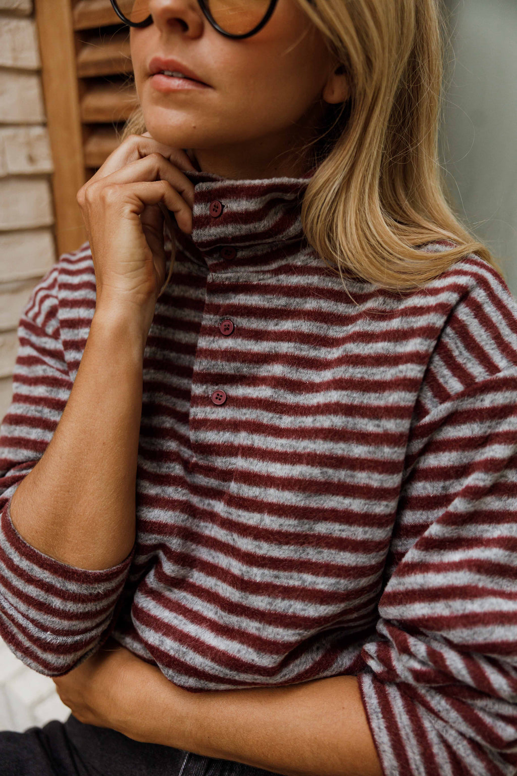 Pull Batista - gris et bordeaux
