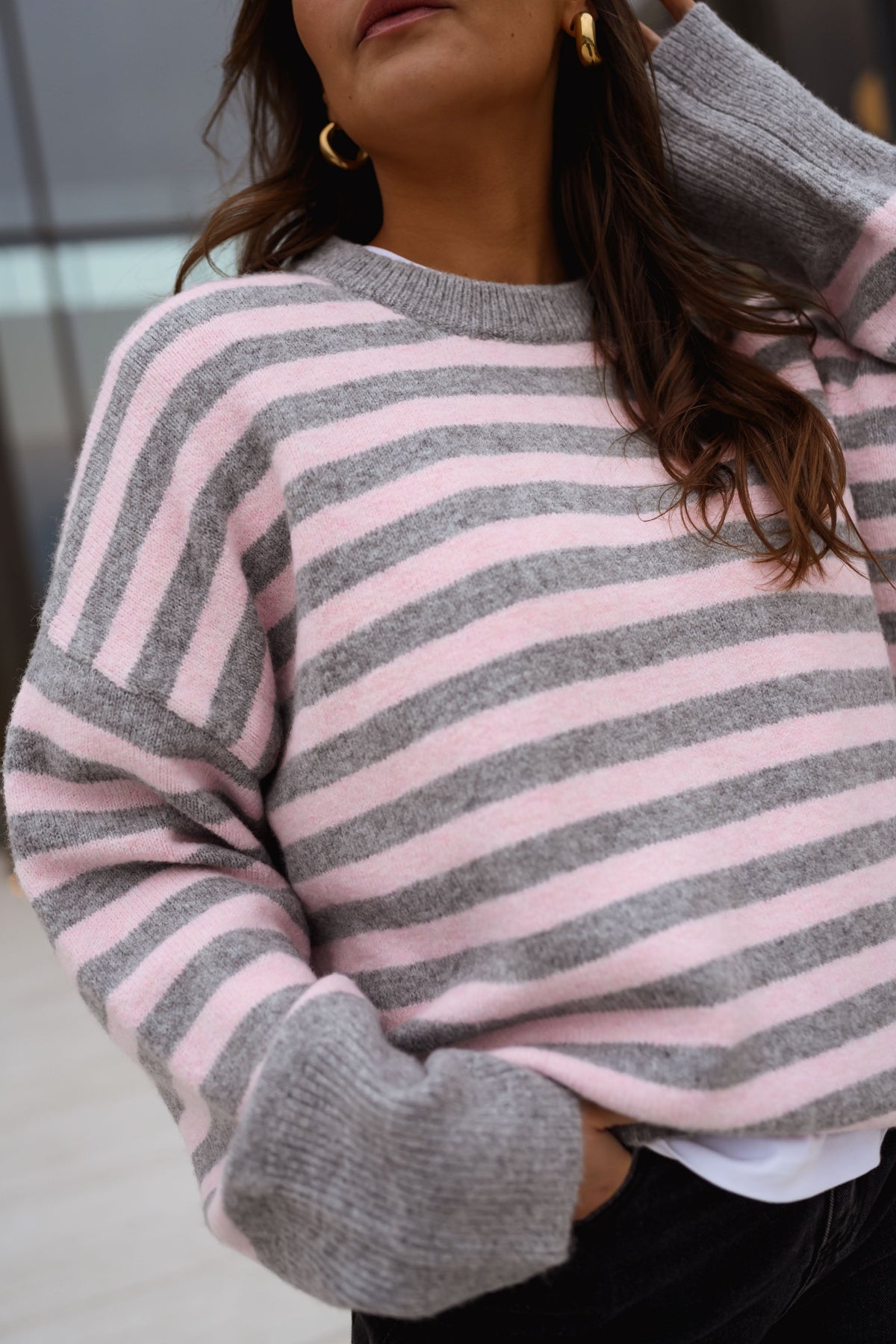 Pull Emilie - gris et rose