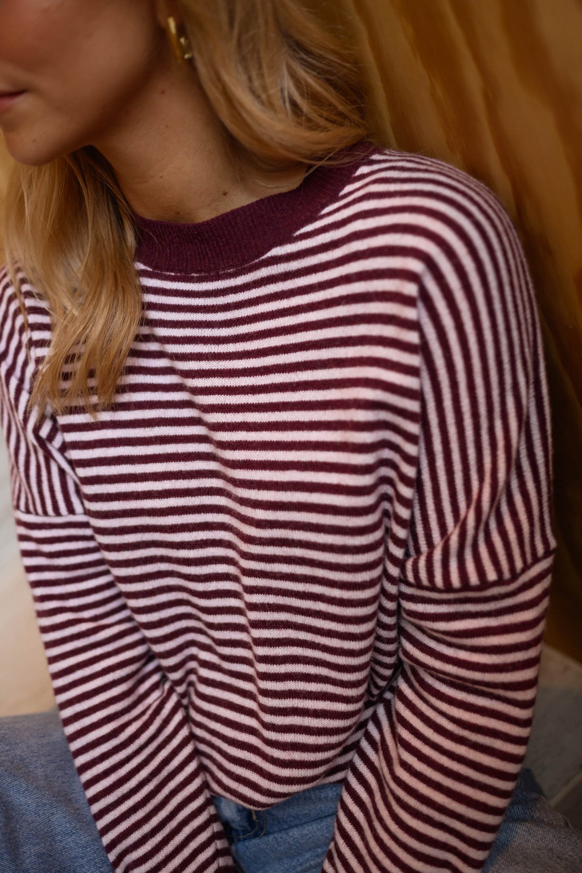 Pull Leona - rose et rouge à lignes
