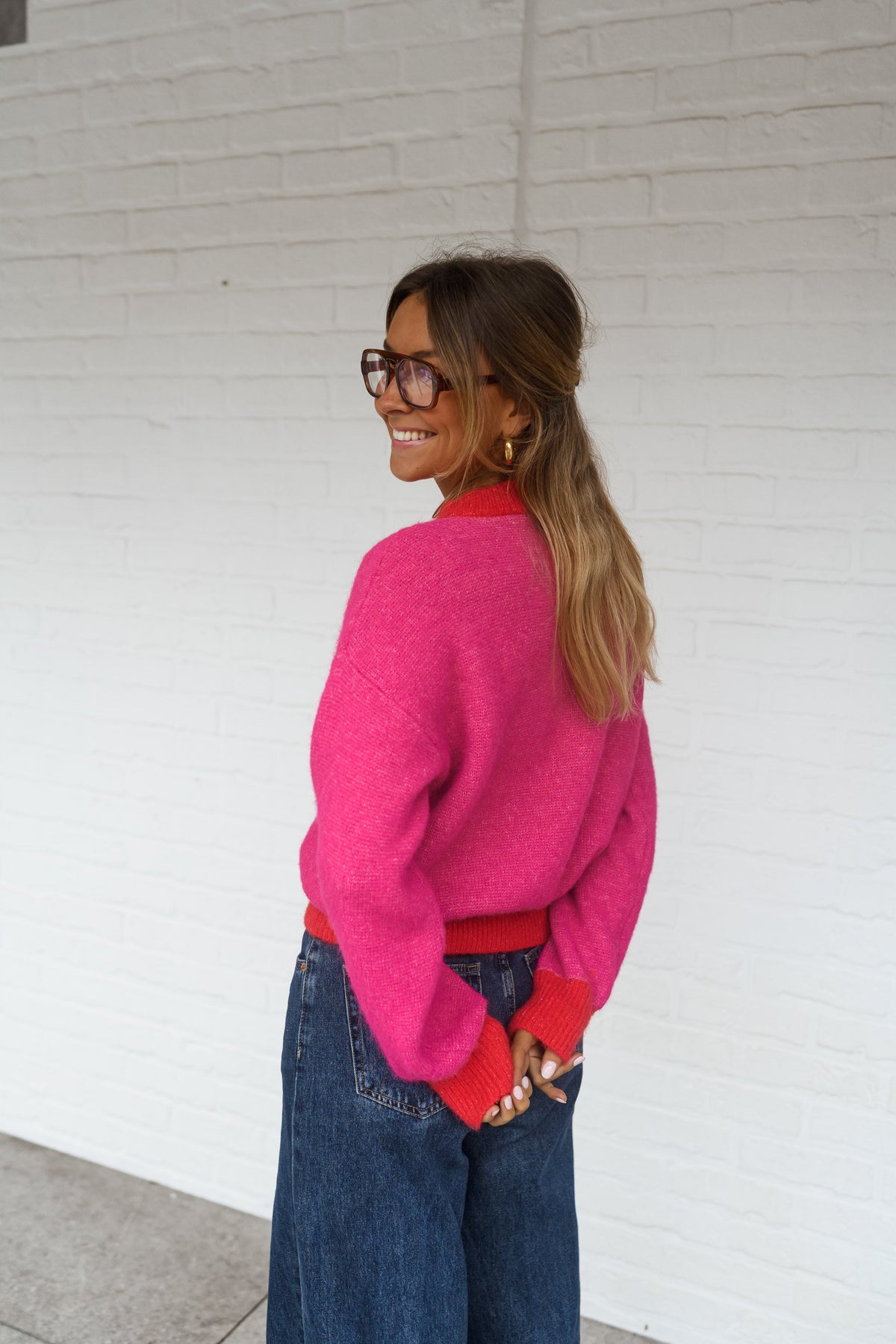 Pull Victoire - rouge et rose