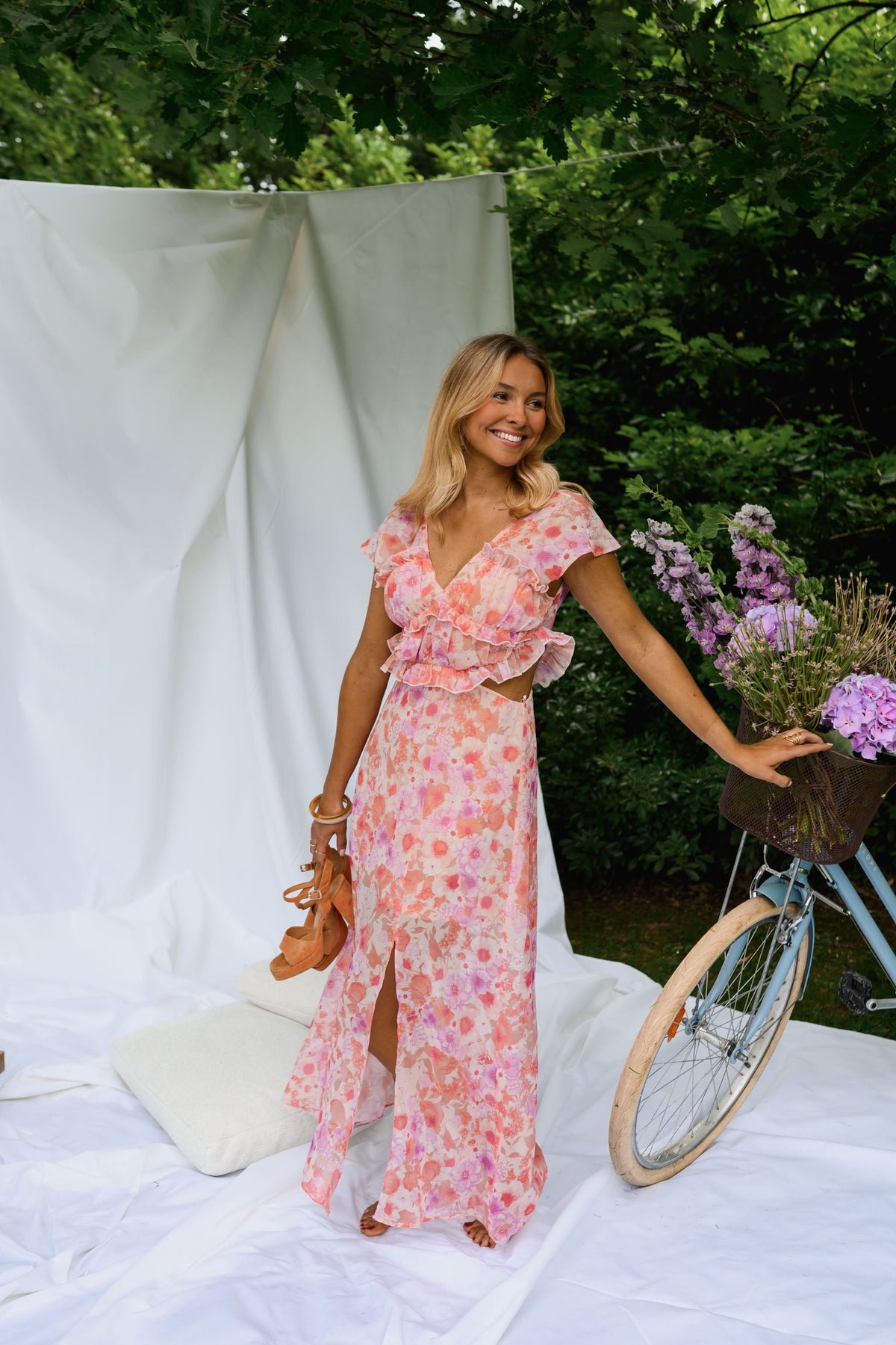Robe Odile - rose à fleurs
