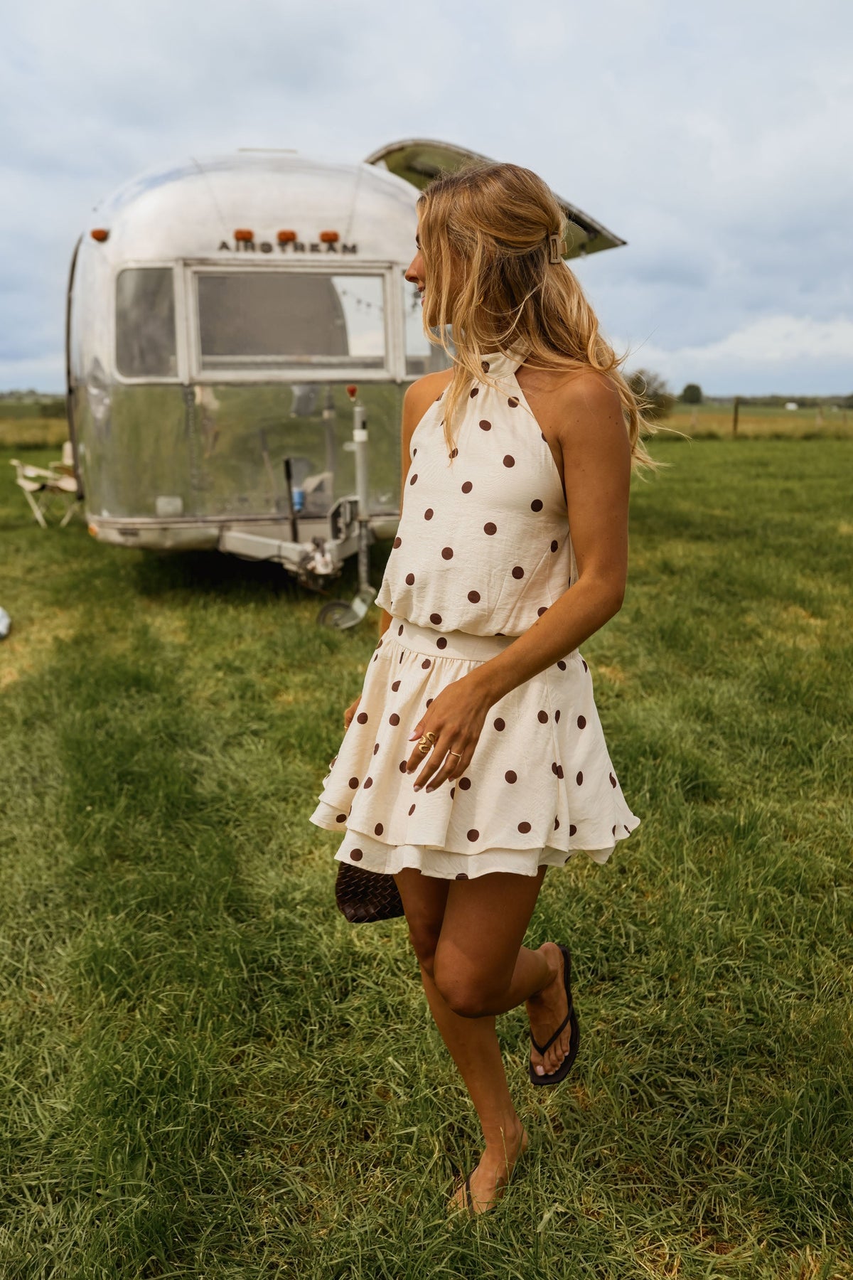 Robe Selena - écrue à pois chocolat