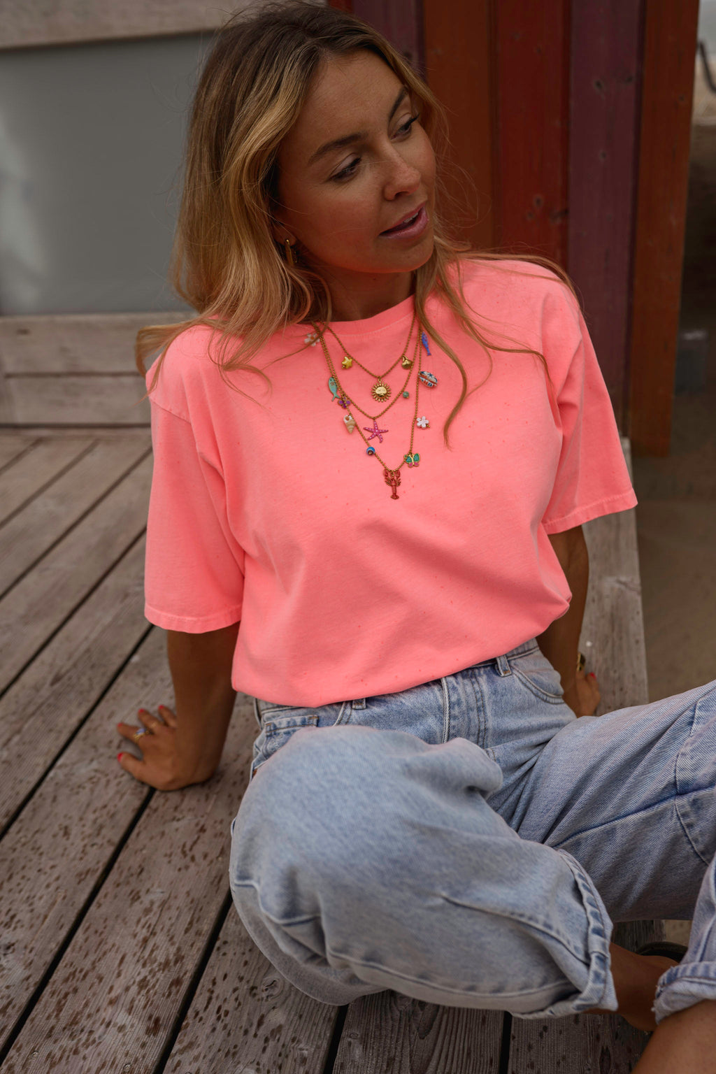 T-shirt Lyne - pêche fluo
