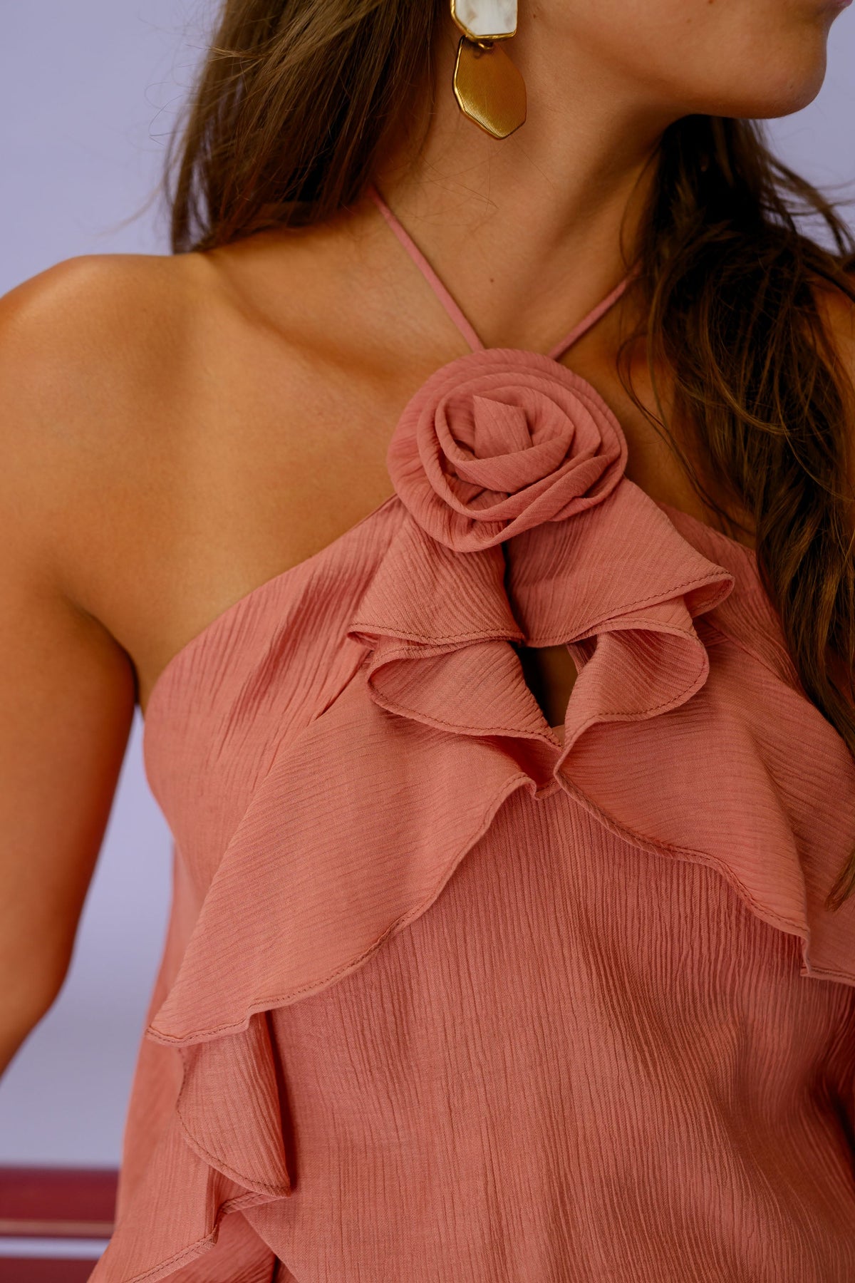 Top Shelby - terracotta à fleurs