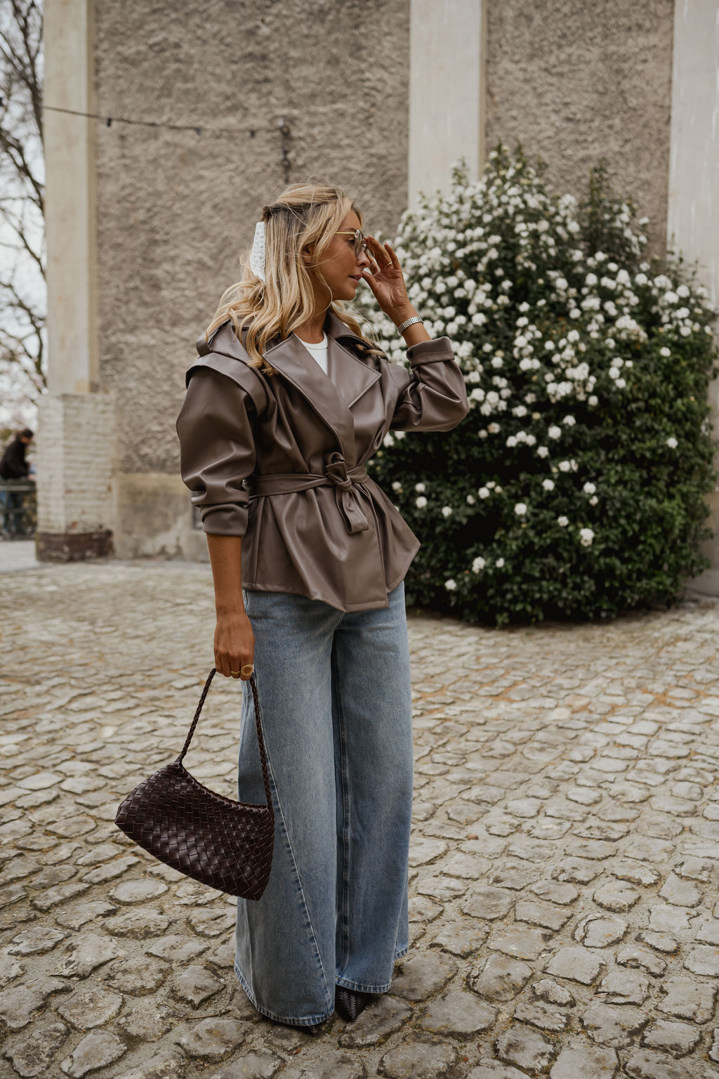 Veste David - effet cuir taupe