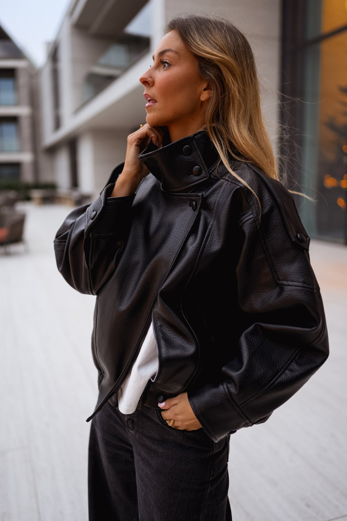 Veste Deborah - en simili cuir noir
