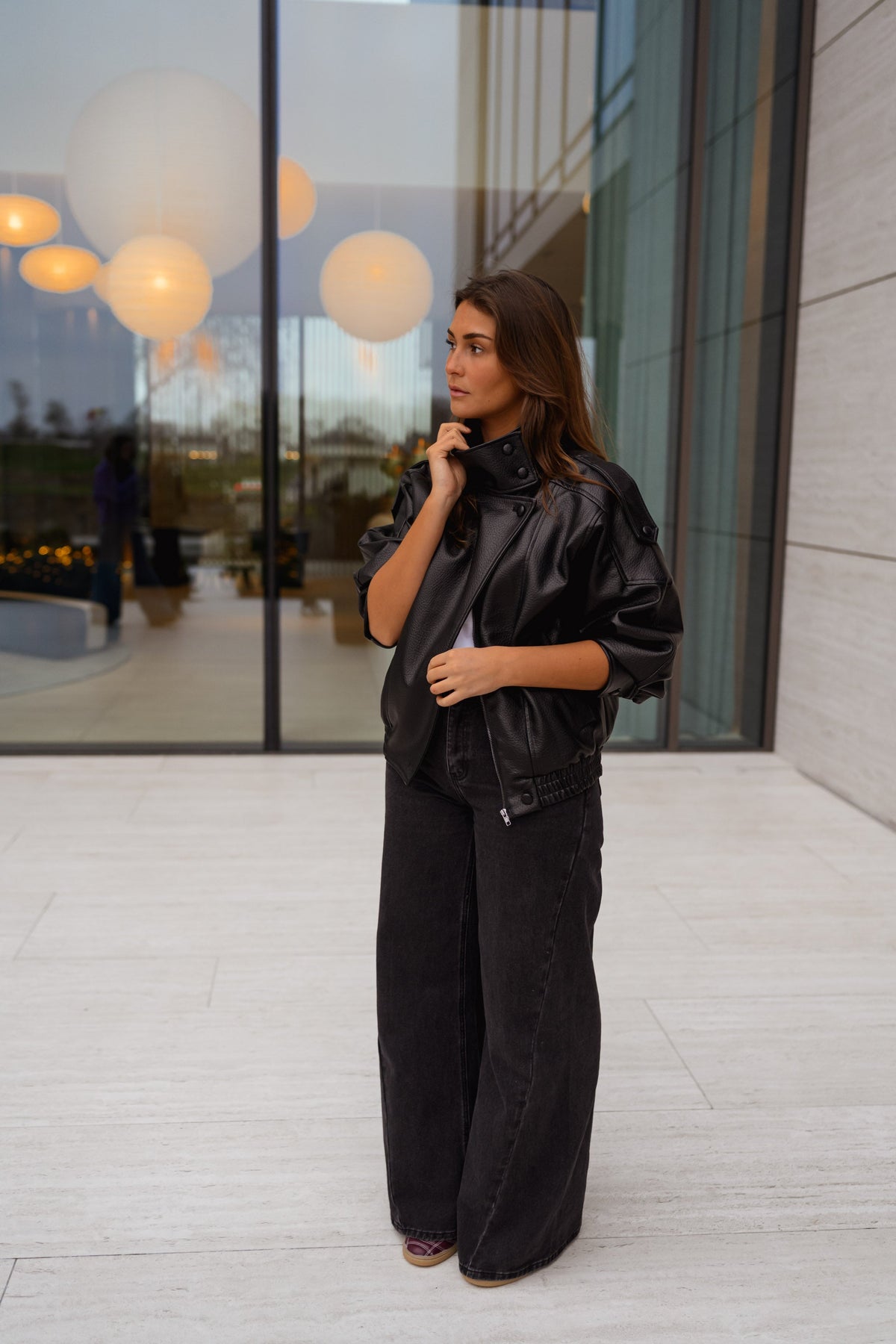 Veste Deborah - en simili cuir noir