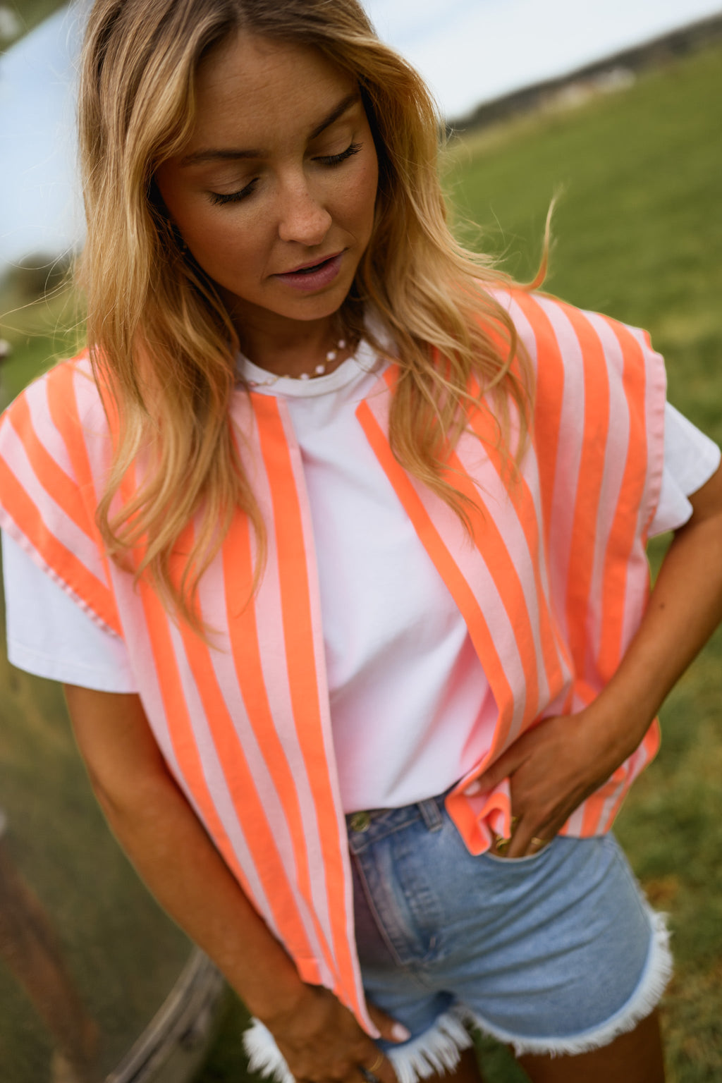 Veste Leticia - orange à lignes