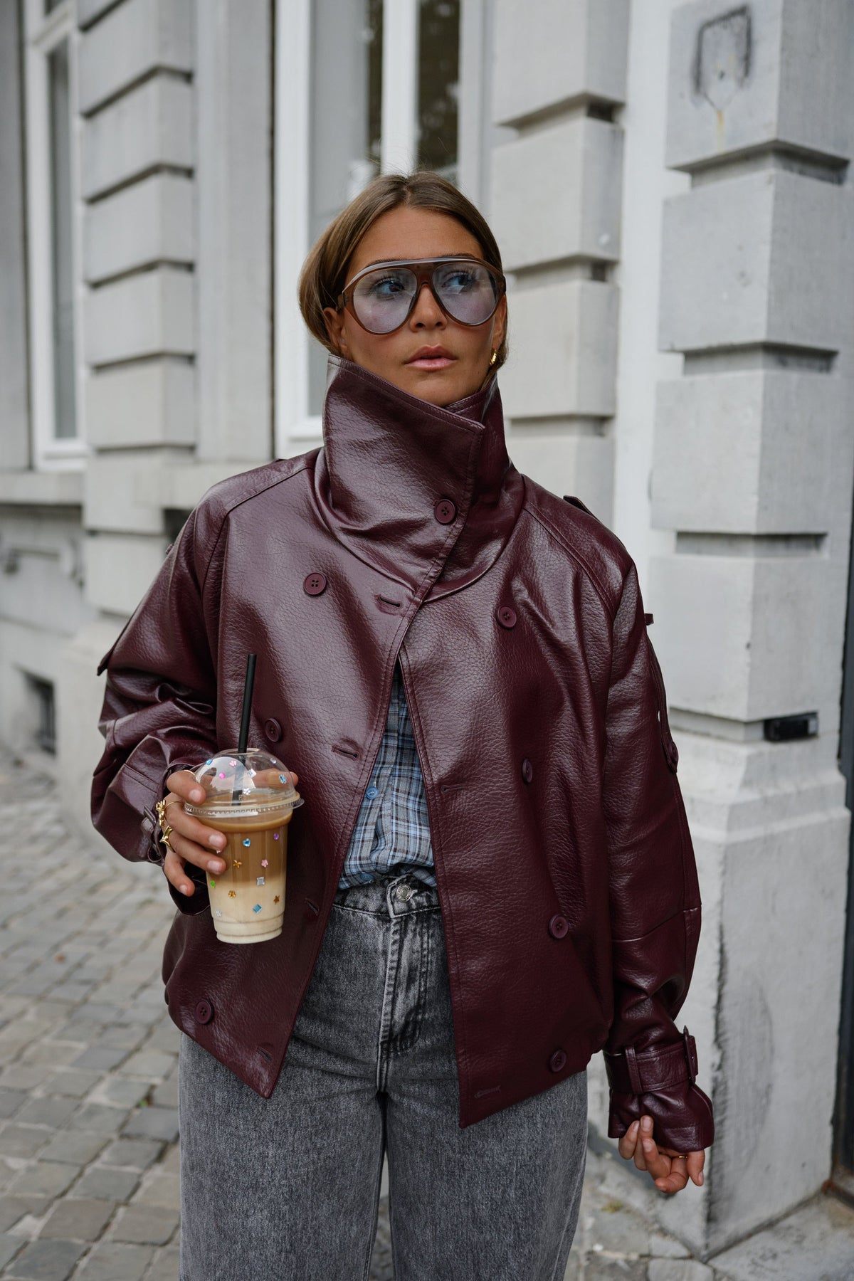 Veste Rhoda - bordeaux en cuir