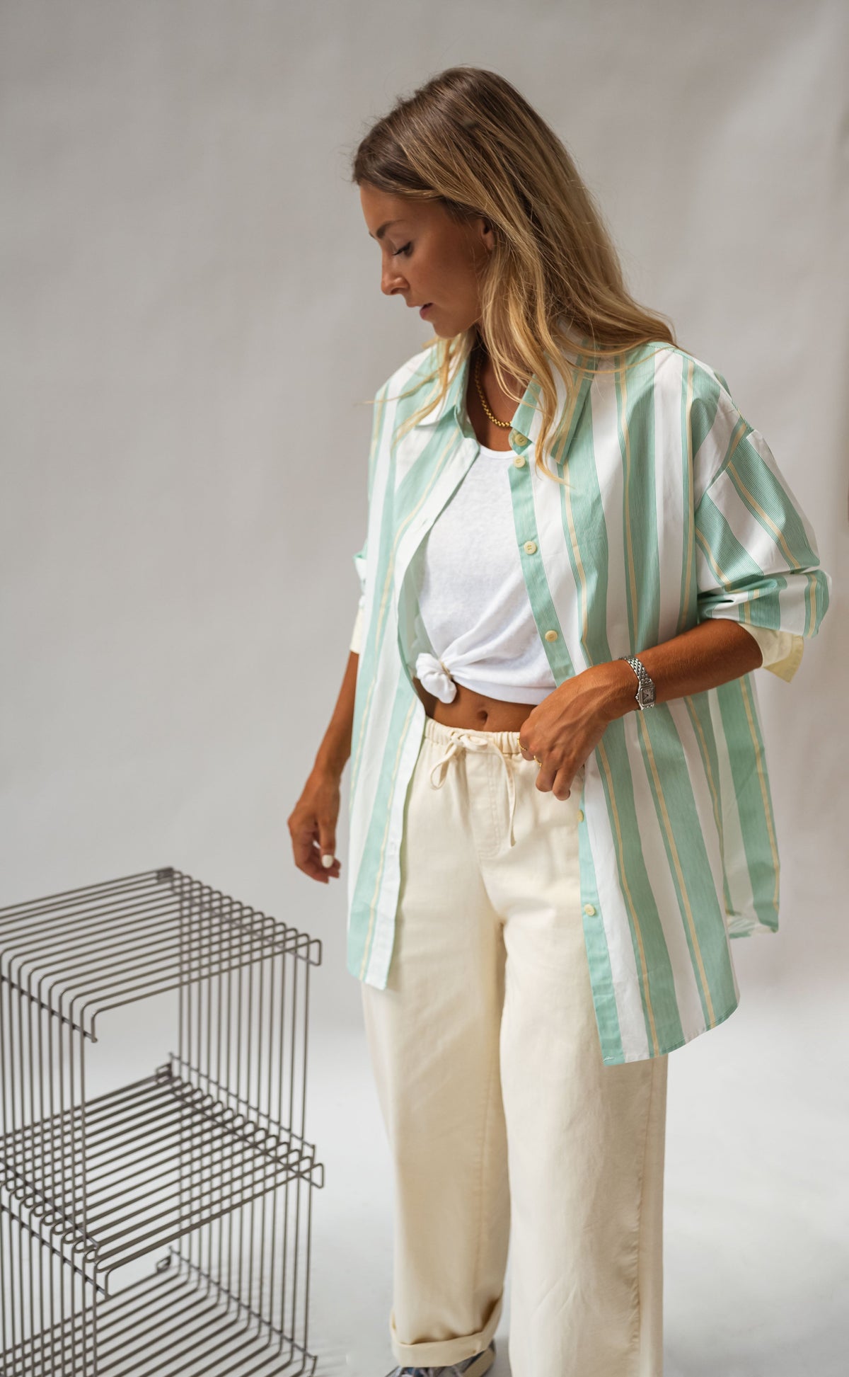 Chemise Nais - verte à lignes