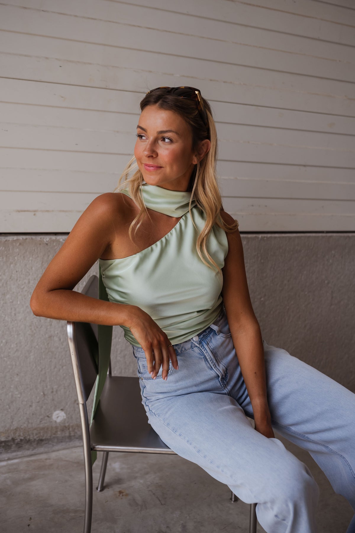 Top Ilga - vert d’eau en satin